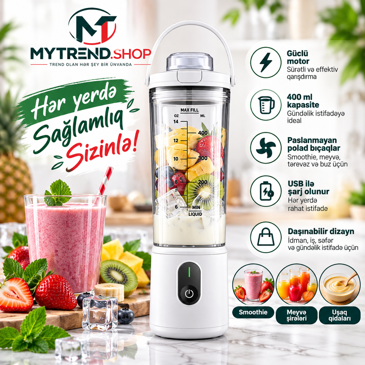 Şarjlı Blender – 400 ml